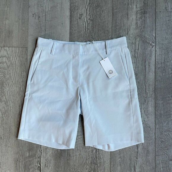 Tory Burch Golf Shorts Womens 2 Blue Sport Tech Stretch Twill Silk NEW - Picture 1 of 4
